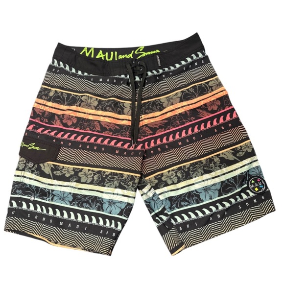 🌴 Maui and Sons Men’s Swim Trunks – Size 34 – Tropical Surf Vibes - Picture 1 of 3